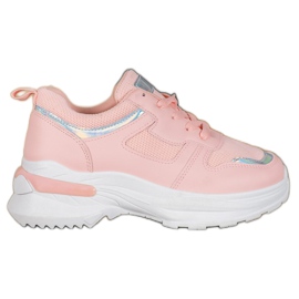 SHELOVET Zapatillas rosas con efecto holo