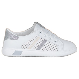 SHELOVET Zapatos deportivos blancos con purpurina gris