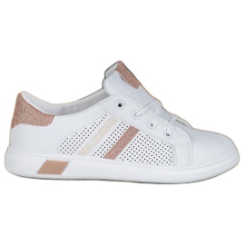 SHELOVET Zapatos deportivos blancos con purpurina amarillo