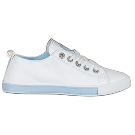 SHELOVET Zapatillas con inserciones azules blanco