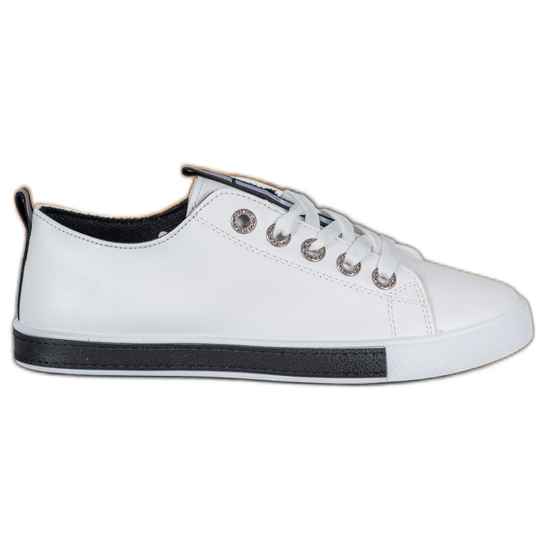 SHELOVET Zapatillas elegantes con cuero ecológico blanco