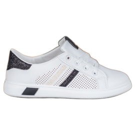 SHELOVET Zapatos deportivos blancos con purpurina negro