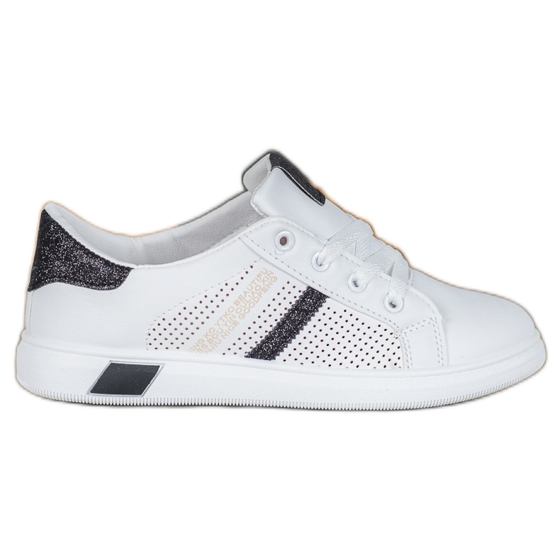 SHELOVET Zapatos deportivos blancos con purpurina negro