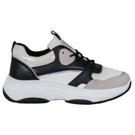 Ideal Shoes Zapatillas de plataforma casual negro multicolor amarillo