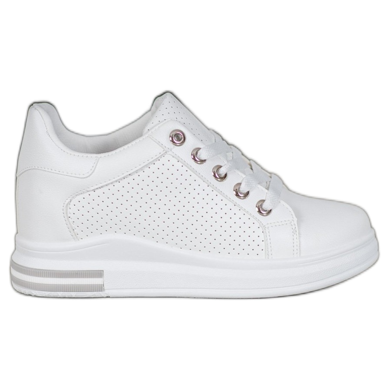 SHELOVET Zapatos calados con cuña oculta blanco