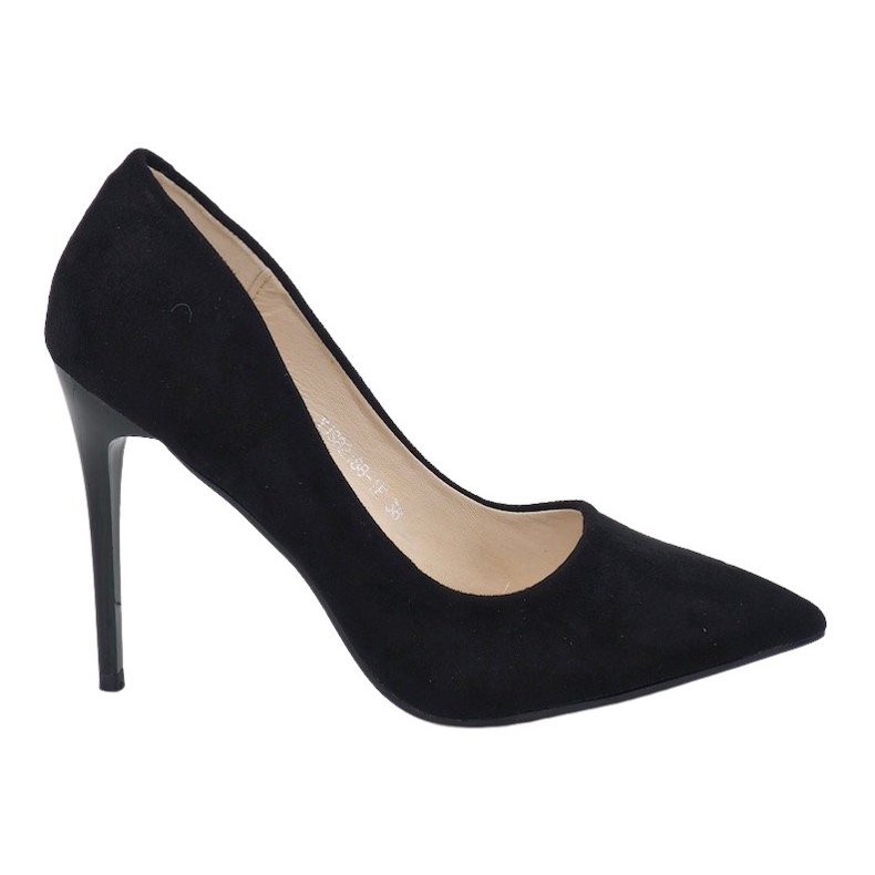 Tacones negros clásicos de ante ecológico YJS82188