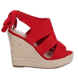 Alpargatas rojas con cuñas, rojo 77-77 Rojo