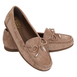 Mocasines de mujer beige oscuro RND / AW20 / 017 Taupe marrón