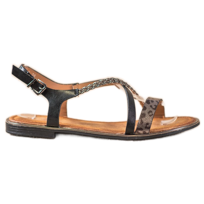 Small Swan Sandalias con estampado de leopardo con estilo negro Small Swan Sandalias con estampado de leopardo con estilo negro