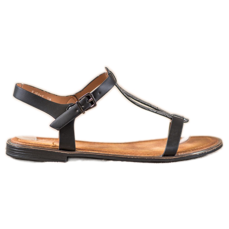Small Swan Sandalias elegantes con cuero ecológico negro