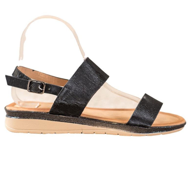 Small Swan Sandalias negras brillantes negro