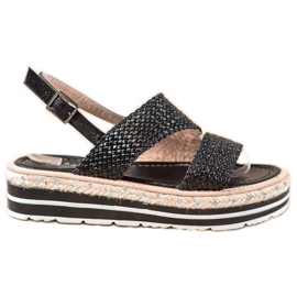 Small Swan Sandalias trenzadas en la plataforma negro Small Swan Sandalias trenzadas en la plataforma negro