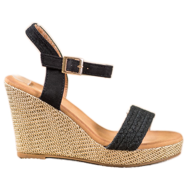 SHELOVET Sandalias de cuña con estilo negro