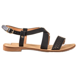 Small Swan Sandalias negras con cuero ecológico negro Small Swan Sandalias negras con cuero ecológico negro