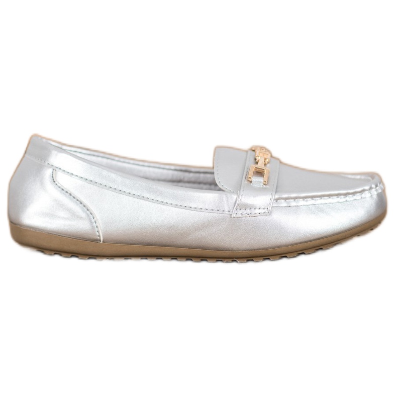 Fama Mocasines plateados elegantes plata