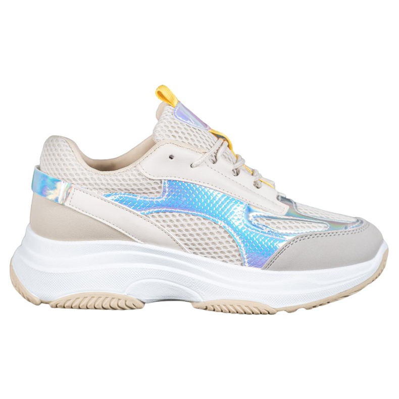 Bona Zapatillas beige con malla blanco gris multicolor