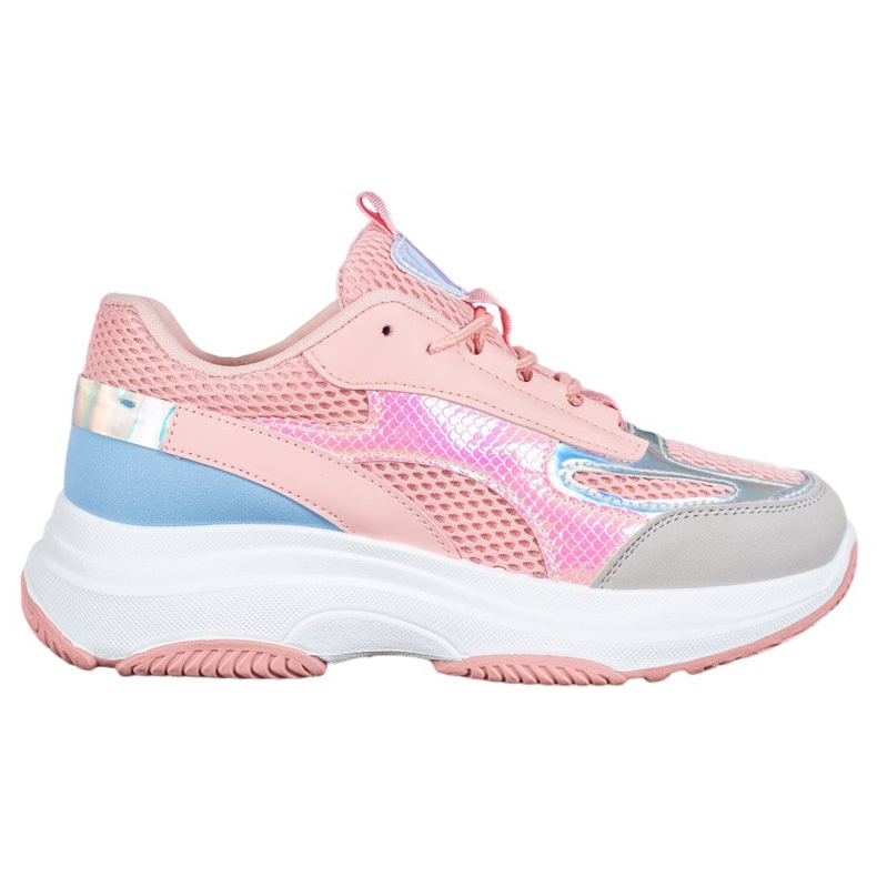 Bona Zapatillas rosas con malla azul rosado gris