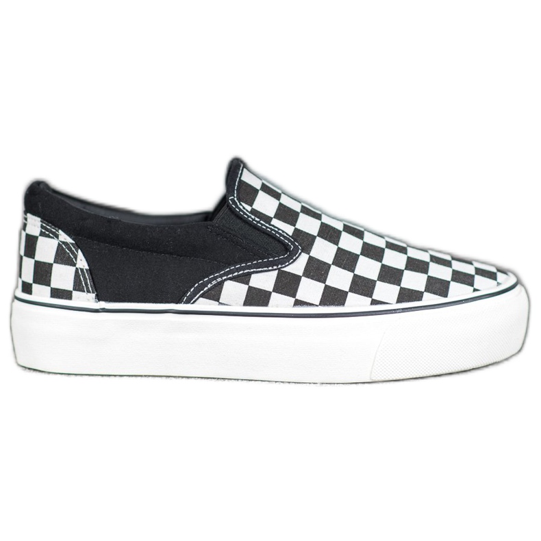 SHELOVET Slipons blanco y negro en la plataforma