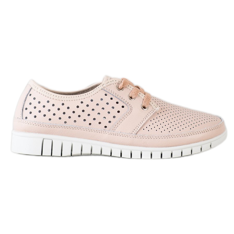 Kylie Brogues de cuero en la plataforma rosado
