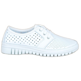 Kylie Brogues de cuero en la plataforma blanco
