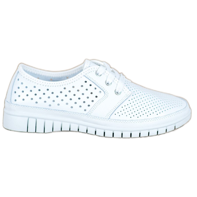 Kylie Brogues de cuero en la plataforma blanco