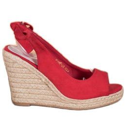 Goodin Sandalias de alpargatas atadas rojo