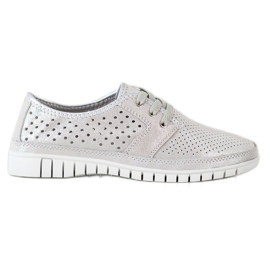 Kylie Brogues de cuero en la plataforma gris