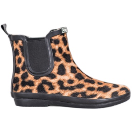 Kylie Botas de agua de ante con estampado de leopardo marrón negro
