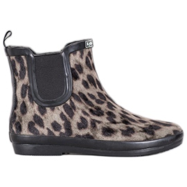 Kylie Botas de agua de ante con estampado de leopardo beige negro