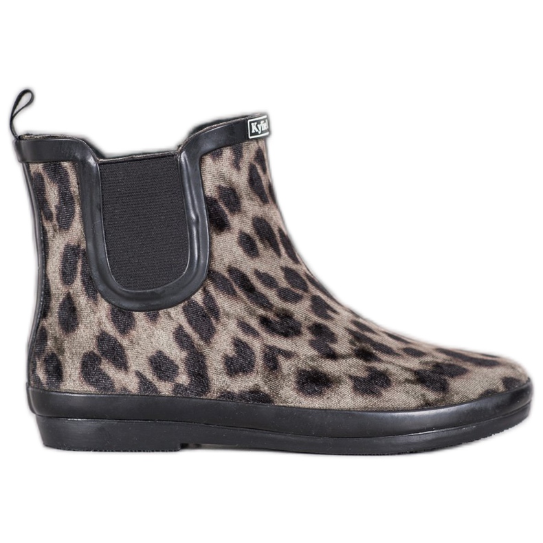 Kylie Botas de agua de ante con estampado de leopardo beige negro
