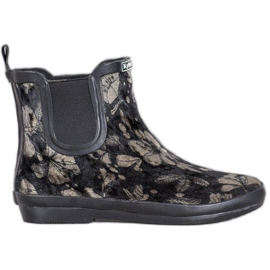 Kylie Botas de agua de ante con flores negro