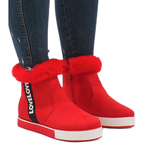 Botas rojas de ante con forro de piel NB252P-3 rojo Botas rojas de ante con forro de piel NB252P-3 rojo