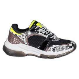 Kylie Cómodas zapatillas deportivas con estampado de serpiente negro multicolor