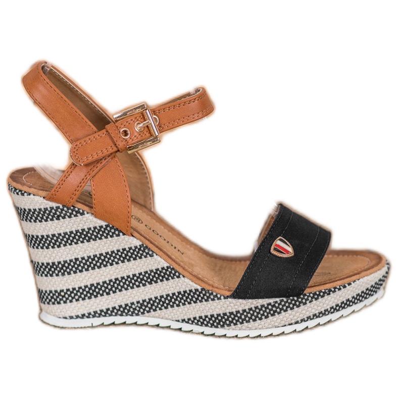 Goodin Sandalias de cuña de moda marrón negro multicolor