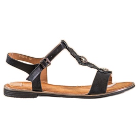 Small Swan Sandalias Negras Con Circonita negro Small Swan Sandalias Negras Con Circonita negro