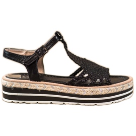 Small Swan Sandalias trenzadas en la plataforma negro Small Swan Sandalias trenzadas en la plataforma negro