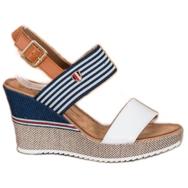 Goodin Sandalias de cuña blanco azul