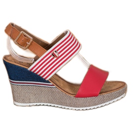 Goodin Sandalias de cuña rojo