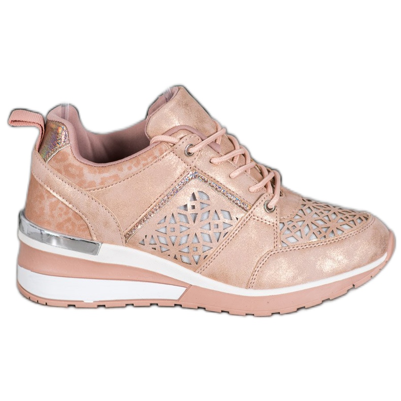Kylie Zapatillas con patrón calado marrón rosado