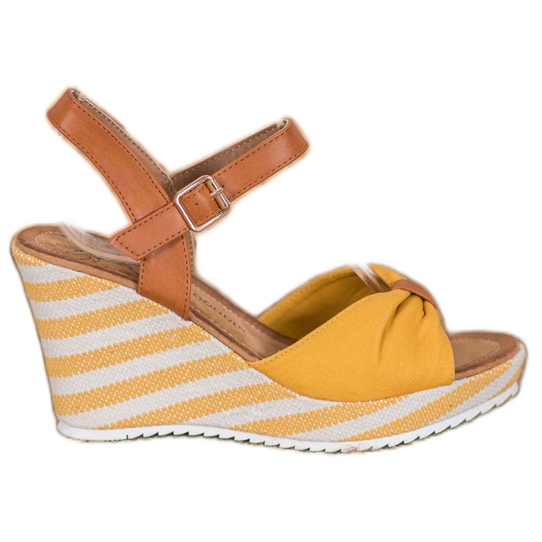 Goodin Sandalias amarillas en cuña marrón amarillo