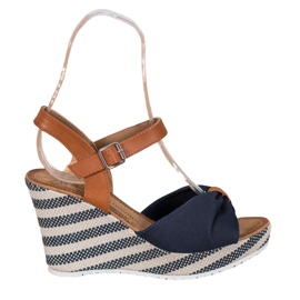 Goodin Sandalias azul marino en cuña marrón