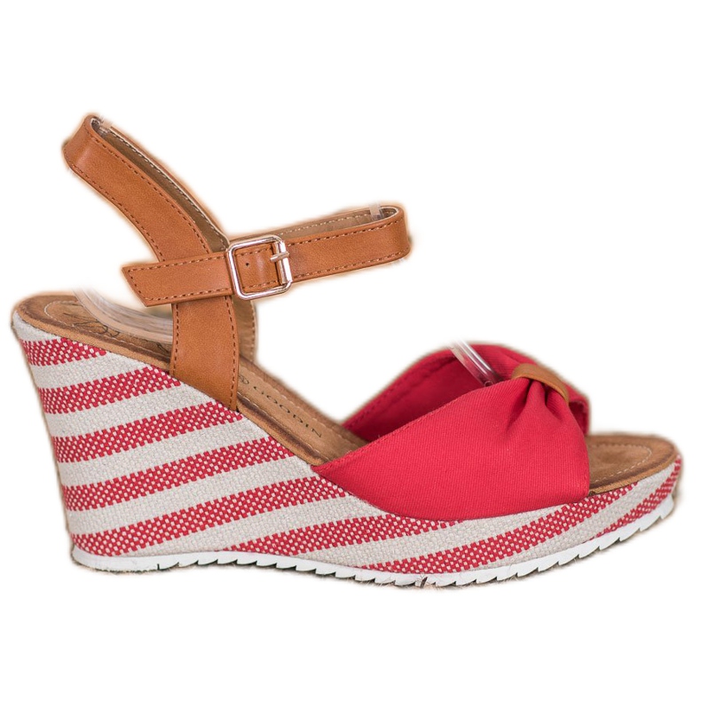 Goodin Sandalias rojas en cuña marrón rojo