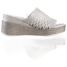 Goodin Pantuflas de cuña caladas gris