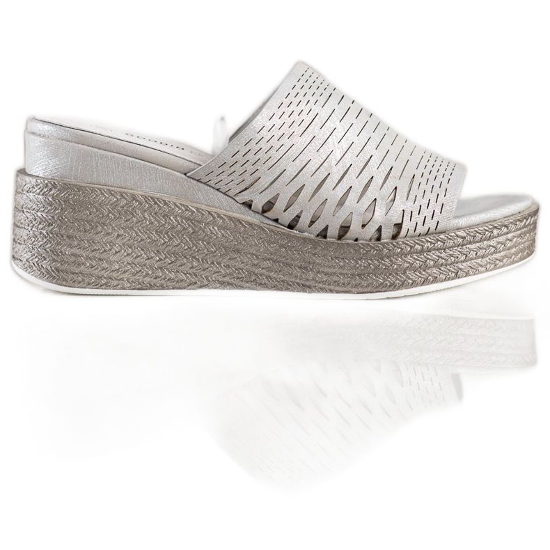 Goodin Pantuflas de cuña caladas gris Goodin Pantuflas de cuña caladas gris