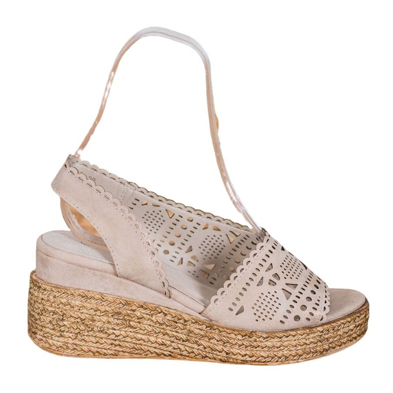 Goodin Sandalias de cuña caladas beige dorado