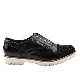 Zapatos negros sin cordones con tachuelas GF-FD9