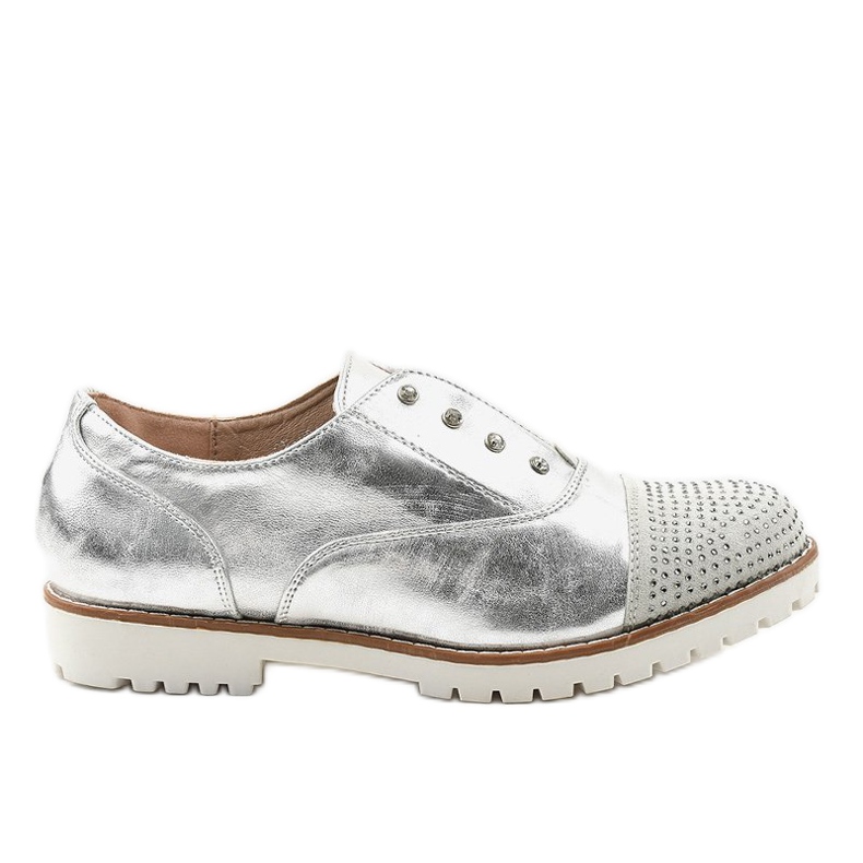 Zapatos plateados sin cordones con tachuelas GF-FD9 plata