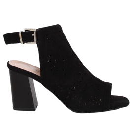 Zapatos de salón negros con puntera abierta 3015 Black