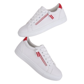 Zapatillas de mujer blancas BY-231 WHITE / RED blanco