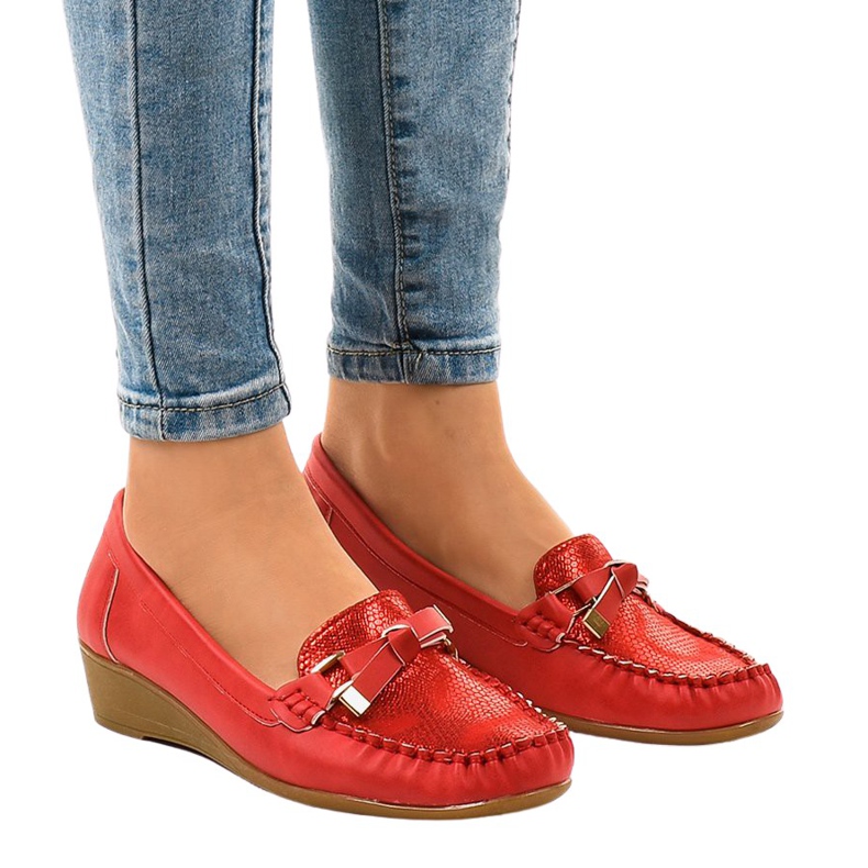 Zapato cuña rojo mate BO-303 Zapato cuña rojo mate BO-303